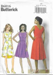 6016 BUTTERICK EASY SLEEVELESS PANELS / SHAPED / PLEAT DRESS PATTERN 14-22 New